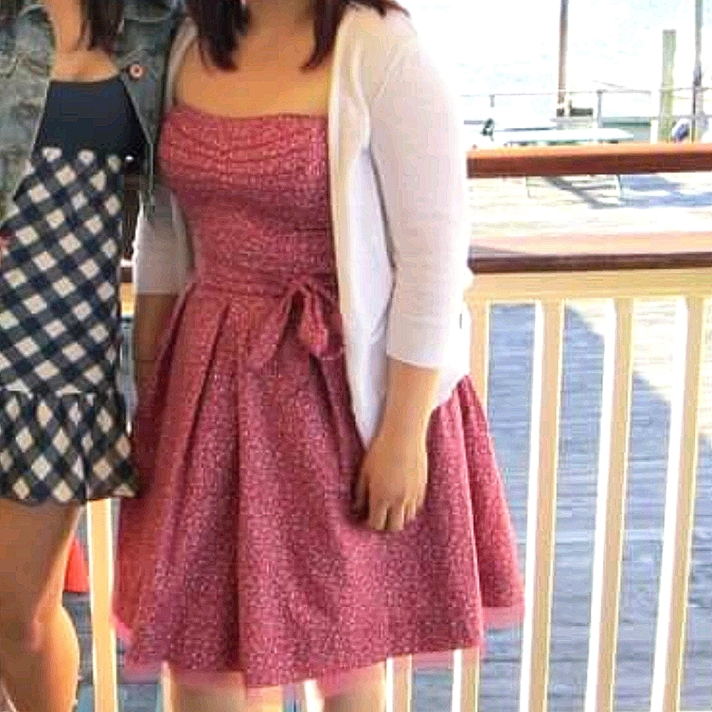 *Last chance* Strapless floral dress with tie belt